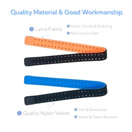 2 Pack Heart Rate Monitor Armbands, Elastic Replacement Straps Compatible with Orange Theory Fitness, OTF, OT Beat Burn, Polar Verity Sense, Wahoo, Comfortable & Secure Fit for Workouts (Blue&Orange)
