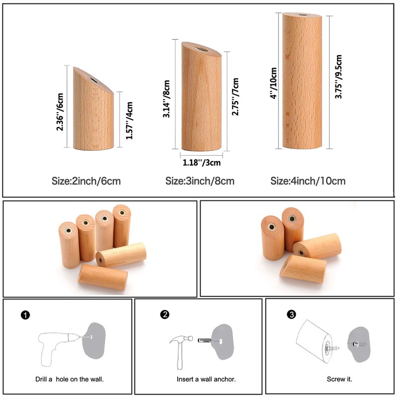 HomeDo Wood Wall Hooks, Hat Hook, Wooden Coat Hooks Wall