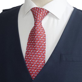 WITZROYS 100% Silk Elegant Neckties for Men with Dogs Print Red Ties + Gift Box Packed,Great for Wedding,Party,Dating,Gifts