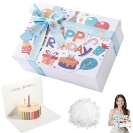 1 x Birthday Gift Box, 25 x 18 x 8.5 cm, Gift Wrapping Birthday, Gift Box with Lid for Birthday Parties
