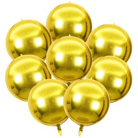 8 Pcs Gold Round Foil Balloons 22 Inch 4D Gold Mylar Orbz Round Balloons for Birthday Graduate Wedding Anniversary Retirement Party Decorations