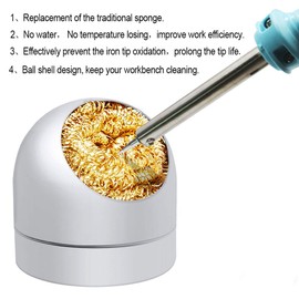 15Pcs Soldering Tip Cleaner, Brass Tip Cleaner Kit, Soldering Iron Holder+6PCS Brass Soldering Tip Cleaning Ball+2Pcs Tin Scraper+6Pcs Soldering Tip Cleaning Sponge for Cleaning Solder Irons and Tips