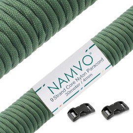 Namvo 550 Paracord Mil Spec Type III 9 Inner Strands Nylon Parachute Cord Strong Breaking Strength 100 Feet Green