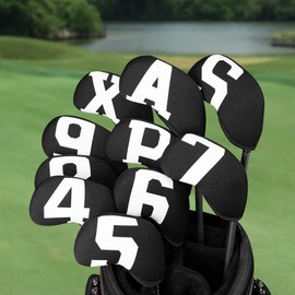 Golf Iron Covers Set Golf Headcovers for Irons Neoprene Golf Irons Headcovers Colorful Counted Iron Headcovers (Black-style 2 (10pcs))