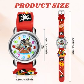 DIELIANHUA Kinderuhr, Armbanduhr für Kinder, Leuchtende Kinderuhr Junge, 3D Kinderuhrs Analog, Analoge Uhr Jungen, Uhren für Kinder Von 3-10 Jahren/D
