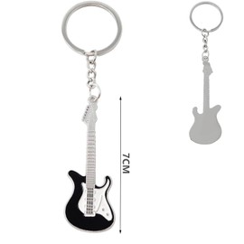 Norhogo Guitar Rock Electric Guitar Music Bass Keyring, Musical Instrument Keyring, Key Pendant, Electric Guitar Music Pendant for Gift Decoration, Black, silver