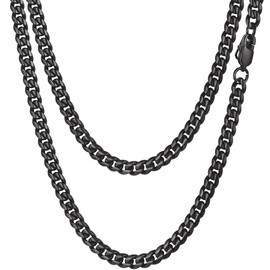 Chain Necklace for Men Boy Curb Cuban Chains Men Stainless Steel Mens Necklace 22inch Black Mens Chain Necklace