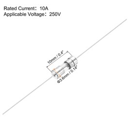 sourcing map 20A 250V Glass Fuse 3.6x20mm Time Delay Fuse with Lead Wire UL Listed Slow Blow Fuse for Home Appliances(Pack of 20)