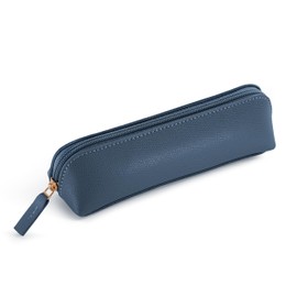 Miquelrius - Oval Pencil case with 1 Compartment, Size 190 x 55 x 30 mm, Outer Material and Handle in Imitation Leather, Zipper, Colour: Blue, Navy Blue, 192 x 55 x 30 mm, MR19204, Blue, Navy Blue,
