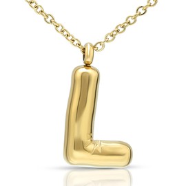 Joacii 18K Gold-Plated Bubble Initial Letter Pendant Necklace for Women Chunky Custom Puffy Alphabet Letter Name Drop Necklace for Men, Stainless Steel