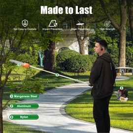 JAYGOVAN Gas Powered Pole Saw, 43CC 2-Cycle Gas Pole Saws Cordless 11.5 ft Extension Pole Saw with 12 inch Cutting Bar, Powerful Long Pruning Chain Saw Trimmer for Home Gardens, Parks, Green Spaces
