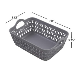 Ortodayes Gris Cesta de Almacenamiento de Plastico, Cesta Rectangular Plastico, 12 Paquetes