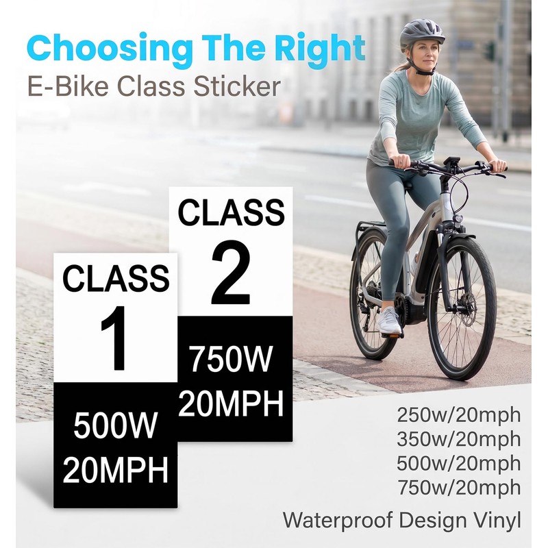 6 Pcs Ebike Stickers, Class 2 Ebike Sticker, 750W 20MPH