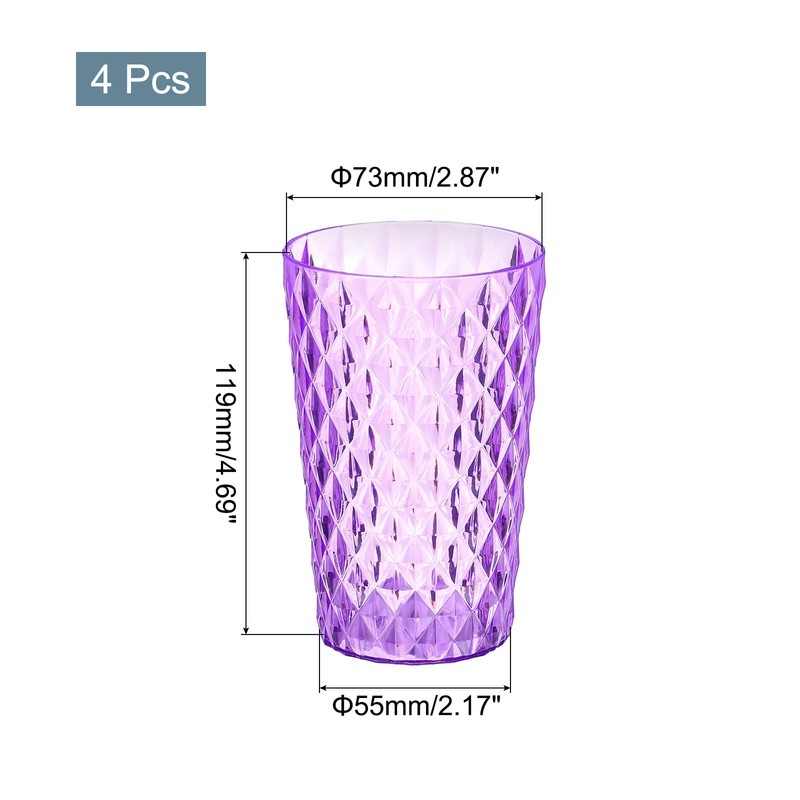 sourcing map 4Pcs Plastic Drinking Cups, Transparent Unbreakable Reusable Water