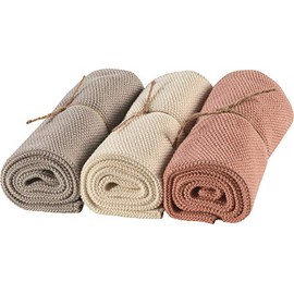 Sander Kitchen Friends Tea Towel Pack of 3 Cotton Apricot Grey Natural Size 40 x 60 cm