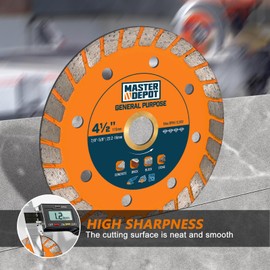 MASTER DEPOT 4-1/2 Inch Diamond Cutting Blade, Turbo Rim for Angle Grinder Circular Saw Cutter Wheel Dry Wet for Masonry/Concrete/Brick/Stone, 7/8"-5/8" Arbor (115mm, 3 PCS)