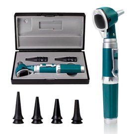 Scian Otoscope Ear Scope with Light, Fibre Optic Otoscopes with Hard Plastic Case, Pocket Diagnostic Ear Infection Detector for Doctors, Nurses, Children, Dogs, Home Use (Green)