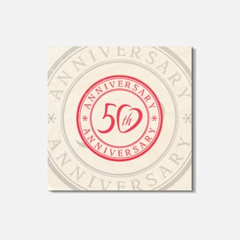 Unbranded Anniversary 50th Fiftieth Flower 4'' X 4'' Square Wooden Coaster
