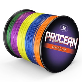Procean 100% PE 4 & 8 Strands Braided Fishing Line, 6-300 LB Sensitive Braided Lines, Super Performance and Cost-Effective (Multi-Color, 20LB(9.0Kg) 0.20mm-1093Yds)
