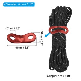 PATIKIL 4mm 13ft Tent Rope, 8 Pack Reflective Guy Lines with Aluminum Adjuster Tensioner Guyline Tent Cords for Outdoor Camping Hiking Backpacking Tent Tarp Canopy, Black