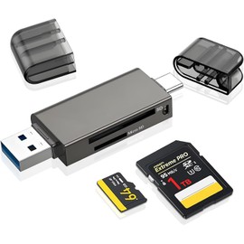 USB SD Card Reader, Micro USB SD Card Adapter Type C to SD Memory Card Reader OTG Device for SDXC, SDHC, SD, MMC, RS-MMC, Micro SDXC, Micro SD, Micro SDHC Card, Support UHS-I Card