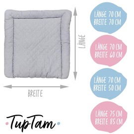 TupTam Baby Changing Mat with Cotton Cover Patterned Grey Quilted Size: 70 x 60 cm
