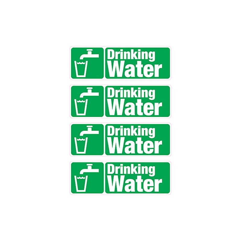 4 x Drinking Water Vinyl Stickers Health and Safety Business