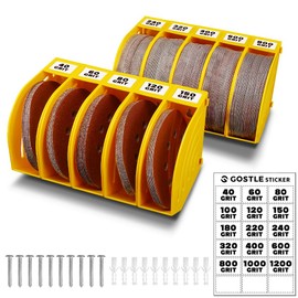 5 Inch Professional Sanding Discs Storage Bins - 10 Bins Set for Efficient Organization, Offset Snap-On Connection, Grit Classification, Space-Saving Design and Versatile Application, Yellow