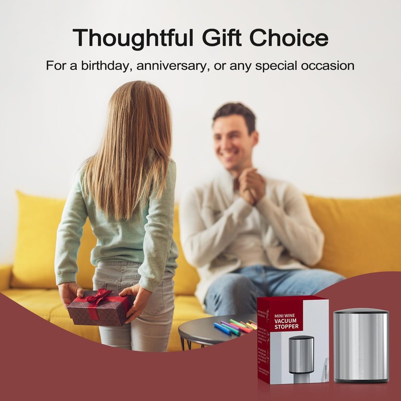 ELMWAY Wine Stopper, Stainless Steel Wine Bottle Stopper, Mini Vacuum