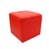 Magshion*Unfold Leather Storage Ottoman Bench Footstools Square (Red)