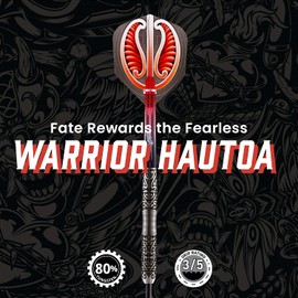 Shot Darts Steel Tip, Warrior Hautoa (22g/24g/26g), 80% Tungsten, Center Balanced with Secure Grips, Handcrafted Professional Dart Set and Flights Made in New Zealand, Metal Tip Bar Darts for Adults