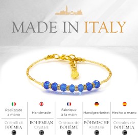 Sospiri Venezia - Women's Bracelet with 7 Bohemian Crystals diameter 0,23 inc, Original Bracelet, Ideal Jewel as a Gift, Made in Italy with Certificate (Blue)