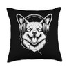 Corgi With Headphones DJ Music Dog Lover Throw Pillow