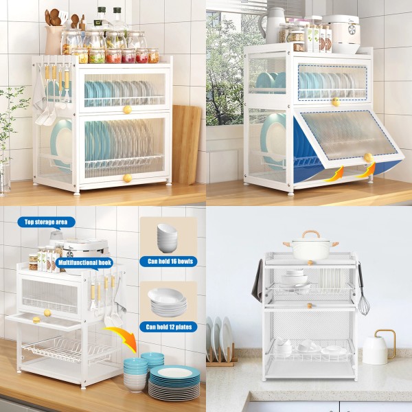 Unbranded Kitchen Dish Drying Rack 3-Tier Cutlery Holder Drainer Organizer