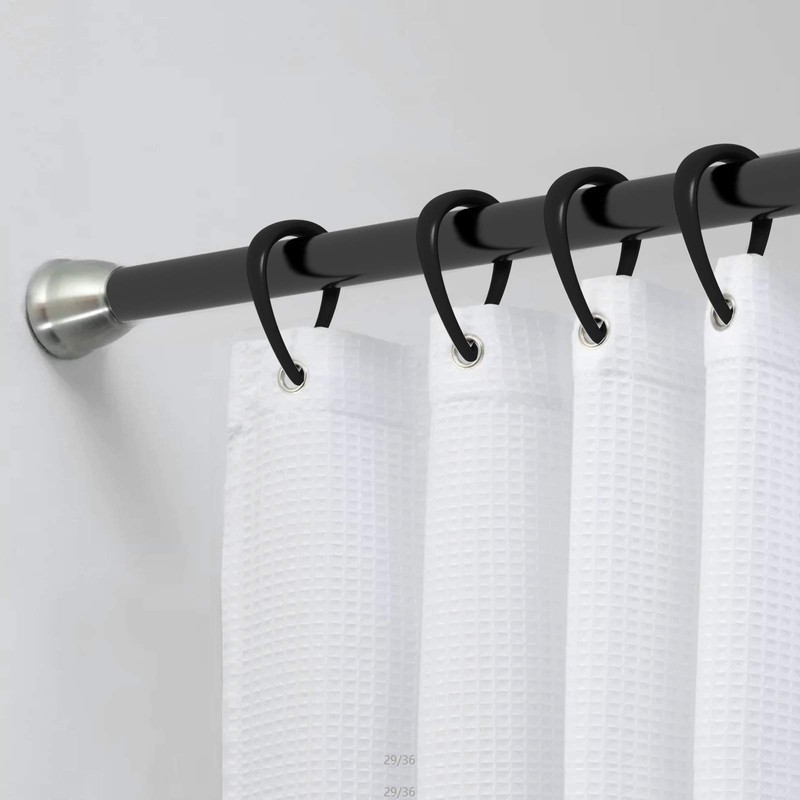 Top-spring Shower Curtain Hooks Black Plastic Shower Curtain Rings, Drop