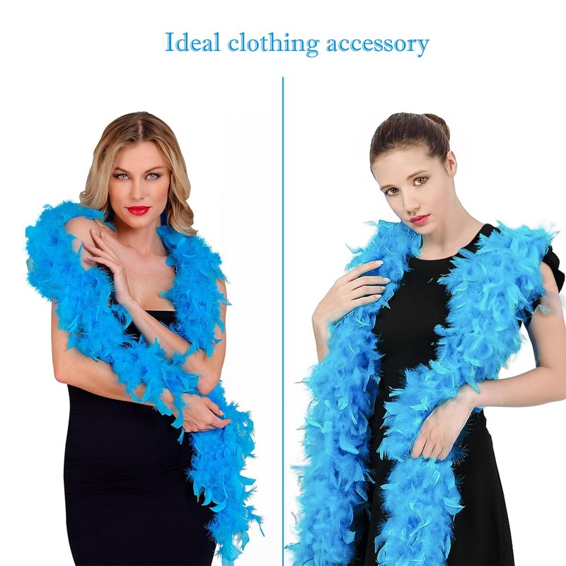 JNGTKL Feather Boa, 2m Blue Feather Boa And Heart Rimless