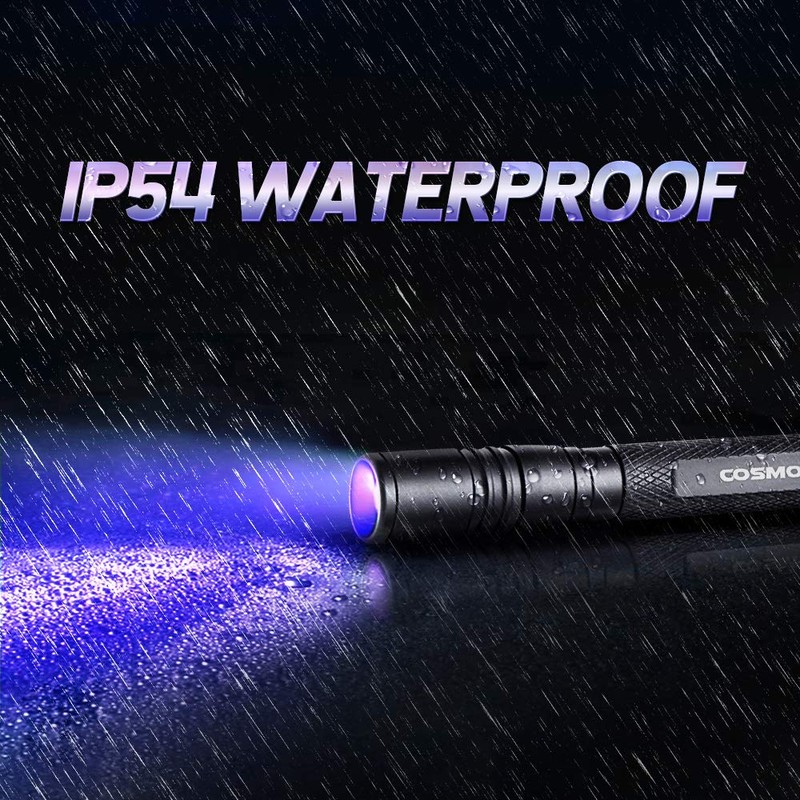COSMOING 395nm UV Flashlight, Zoomable Blacklight with 2xAAA Battery Ultraviolet