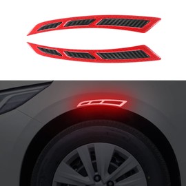 RUANTE Universal Car Reflective Stickers Super Reflective Bumper Wheel Eyebrow Fender Stickers Anti-Collision Strips Warning Reflective Stickers Anti-Scratch Protection (2pc Red)