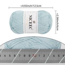 NICEEC 4 Skeins Soft Baby Yarn 100% Cotton Yarn for Crochet Knitting 4 Ply Yarn Blanket Yarn for DIY Craft Fingering Weight Yarn Total Length 4×175yds/4×50g-Light Blue