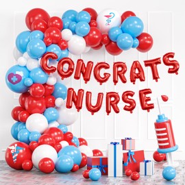 Vidavan Congrats Nurse Balloons Arch Kit, 105 Pieces Nursing Latex Balloons Party Decorations for Nurse School Graduation Nurses Week RN Themed Nurse Decoration Party Supplies