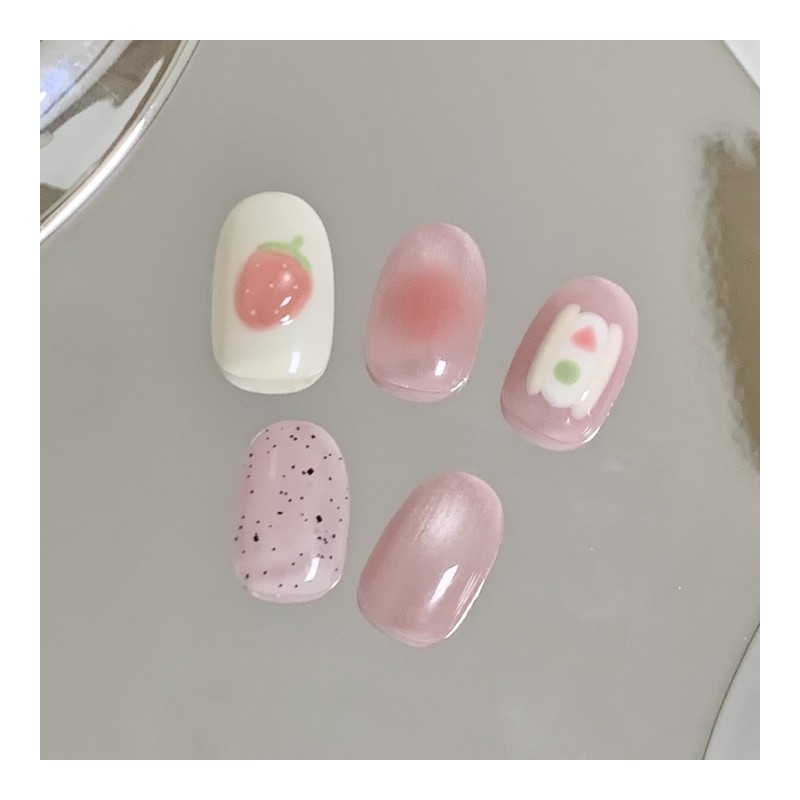 [Handmade Nail Tips] StrawberrySandich Nail Tips - Coffin Egg /