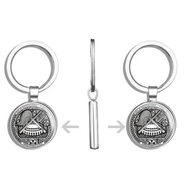 HJ Media Round Seal of American Samoa 1900 (Island) Metal Round Metal Key Chain Keychain Ring