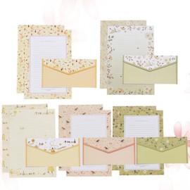 Ipetboom Flower Printing Envelope Letter Paper: 5Sets Stationary Paper and Envelopes - Lovely Writing Stationery Envelopes Kit School Stationery for School