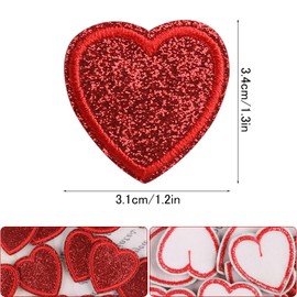 Red Heart Patches Embroidered, Heart Iron-On Patches, Heart Embroidered Patches, Iron-On Transfers, for Clothes, Jackets, Backpacks, Jeans, Hats, Bags (Pack of 12)