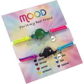 Dinosaur Mermaid Cat Butterfly Unicorn Color Changing Mood Bracelet Set for Women Emotion Feeling Temperature Sensing Wrap Bracelet with Card -Dinosaur