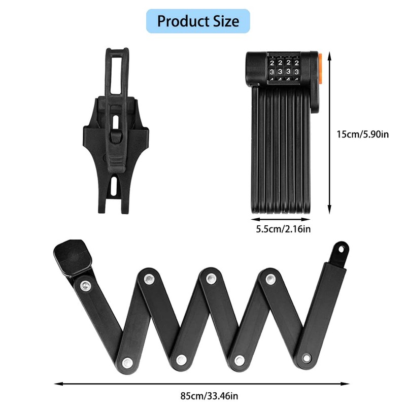 Bicycle Lock, Combination Lock, Lightweight & Small Folding Lock, Bicycle