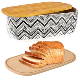 Nomotruc Bread Box For Kitchen Countertop,Bread Box with Cutting Board Lid Made with Bamboo Fiber,Bread Container Holder Keeper Keep Fresh I14.4x8.3x5.6 in……