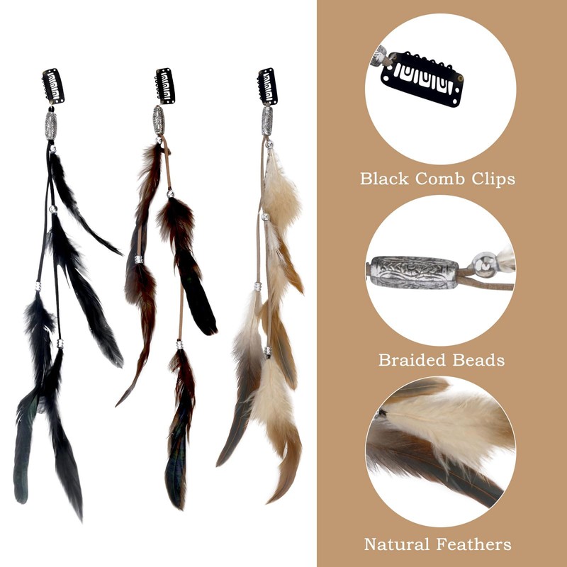 KQDRAVINE Pack of 6 Feather Hair Accessories Clip, Women's Feather