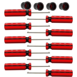Amcarker 10 Pcs 6523339 Valve Core Removal Tool w/4 Tire Valve dust Cap Automotive Car Motorcycle Truck Bike Screwdriver Valve Stem Core Remover Tire Repair Install Tool (10)