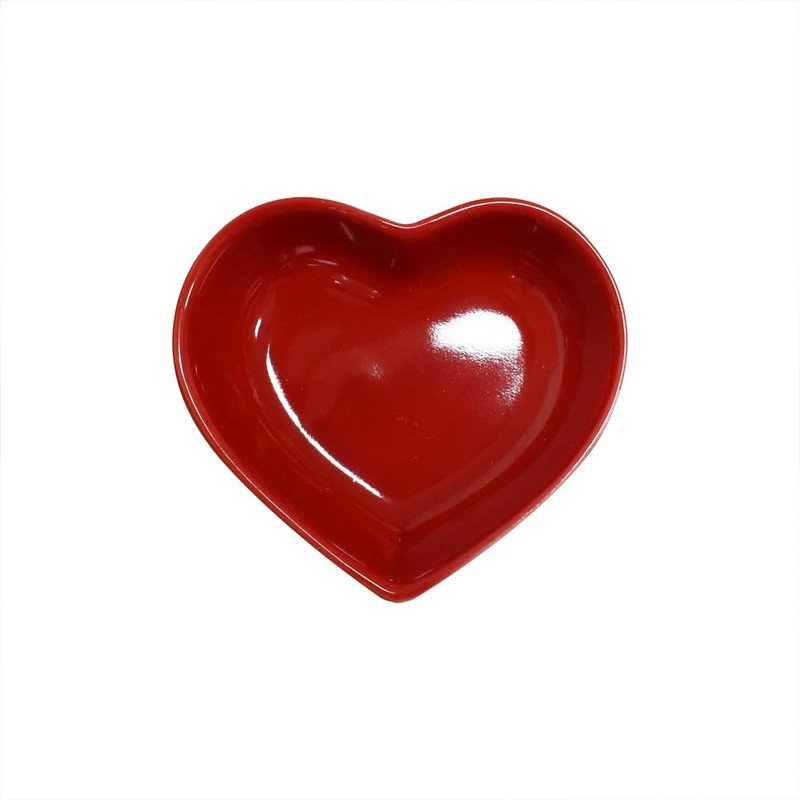 Albedel Red 6 pcs Heart Shaped Porcelain Soy Sauce Dish